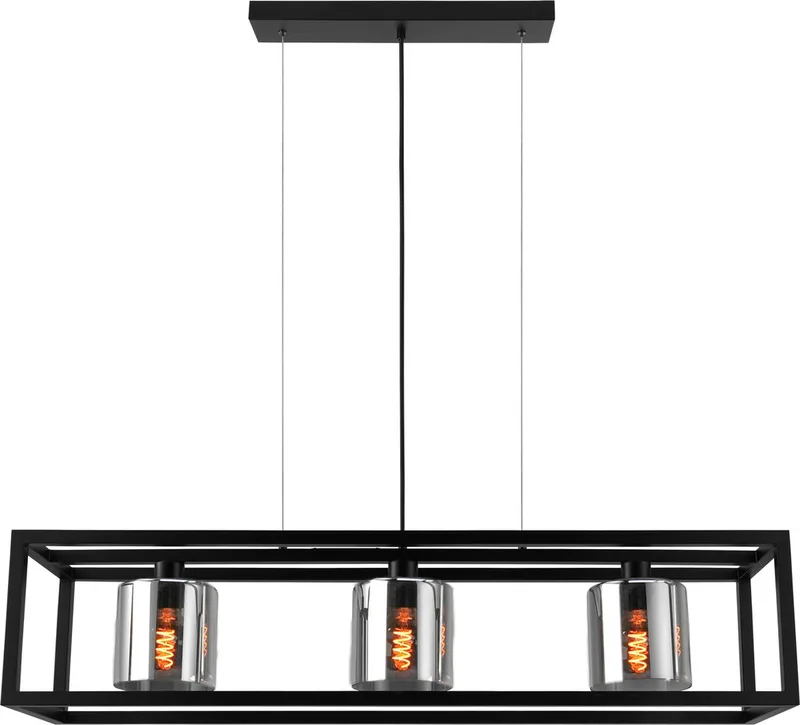 Brisling Hanglamp - E27 - 110 cm - rookglas van EGLO in Zwart – productfoto