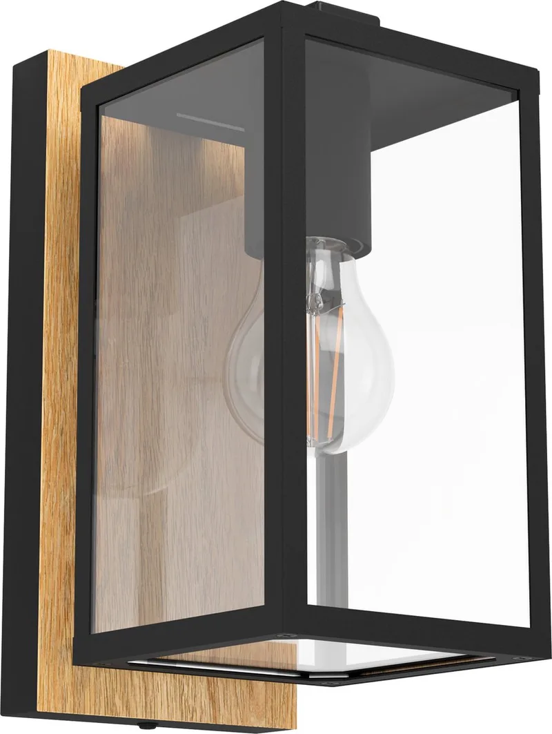 Budrone Wandlamp Buiten - E27 - 27 cm - Zwart/Bruin de EGLO en Noir – photo produit