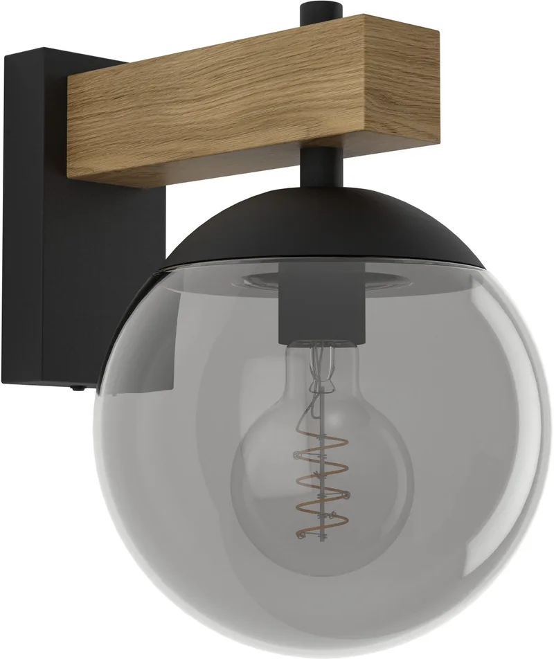 Bufalata Wandlamp - E27 - 29 cm - Zwart | Bruin van EGLO in Zwart – productfoto