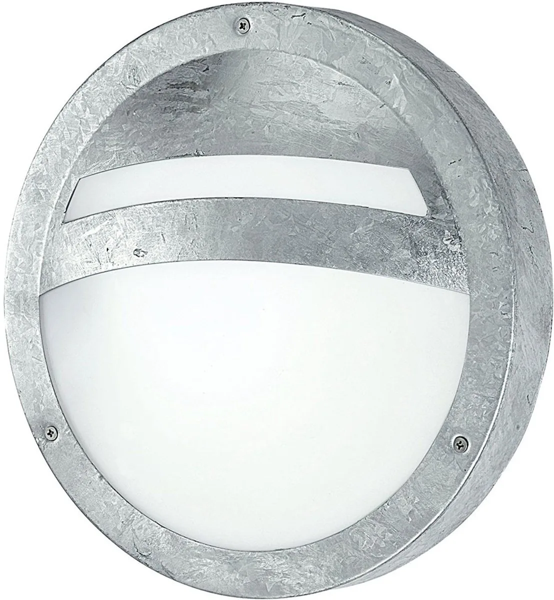 Buitenwandlamp ronde wandlamp voor buitengevelverlichting gegalvaniseerd staal, wit glas, LED 7W 900Lm warm wit, DxH 28,5x8,3 cm fra EGLO i Sølv – produktbillede