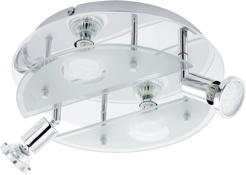 Cabo 1 - Wand/Plafondlamp - 4 Lichts - Ø290mm. - Chroom - Wit, Helder fra EGLO i Grå – produktbillede