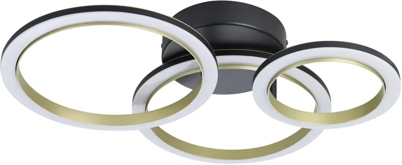 Calliera Plafondlamp - LED - 49 cm - Zwart/Goud/Wit - Dimbaar van EGLO in Zwart – productfoto