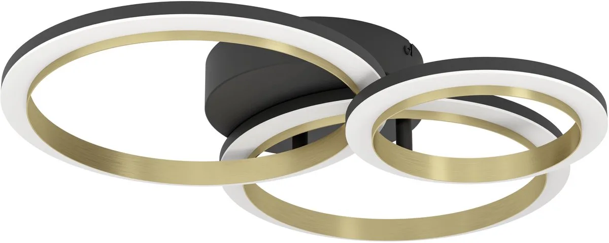 Calliera Plafondlamp - LED - 49 cm - Zwart | Goud | Wit - Dimbaar de EGLO en Noir – photo produit