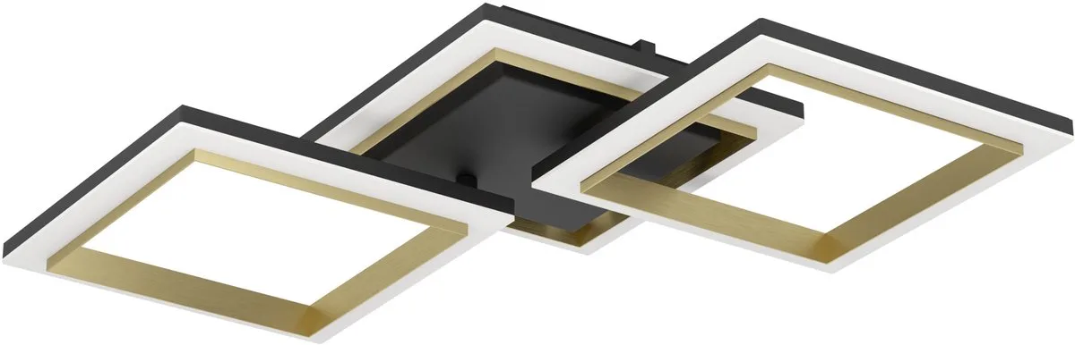 Calliera Plafondlamp - LED - 59.5 cm - Zwart | Goud | Wit - Dimbaar de EGLO en Noir, Geelkoper – photo produit