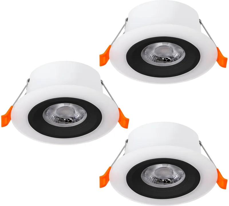 Calonge Inbouwspot - LED - Ø 10 cm - Zwart/Wit - Set van 3 van EGLO in Zwart – productfoto