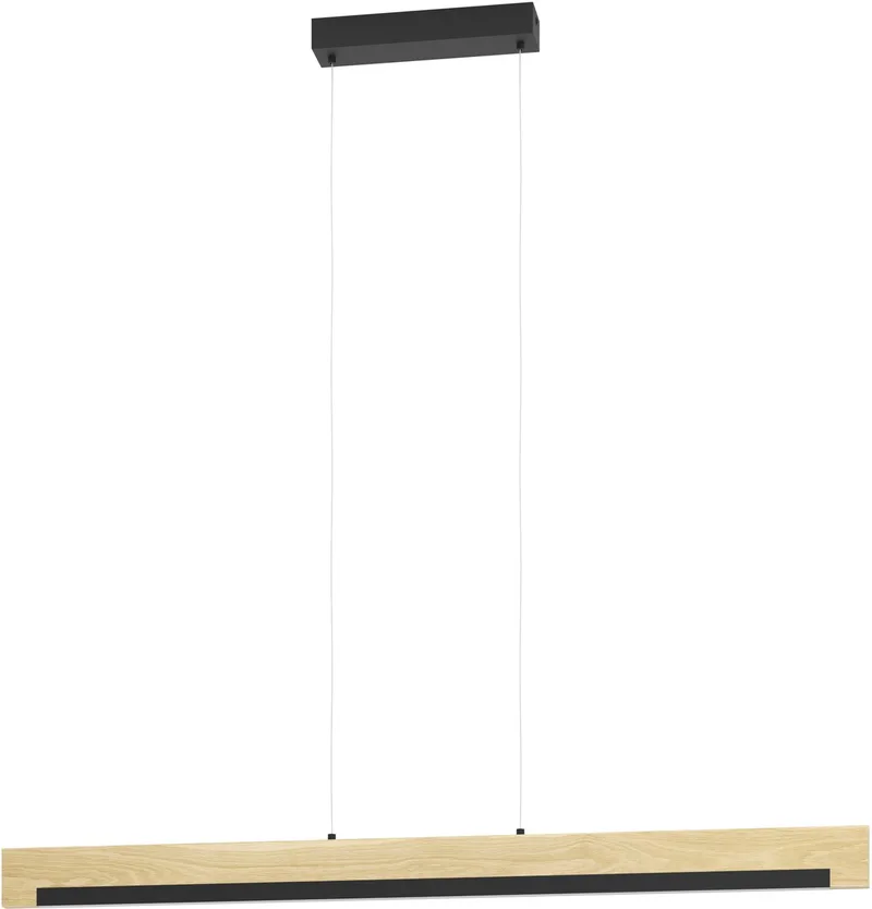 Camacho Hanglamp - LED - 110 cm - Zwart/Bruin - Dimbaar - FSC Hout fra EGLO i Sort – produktbillede
