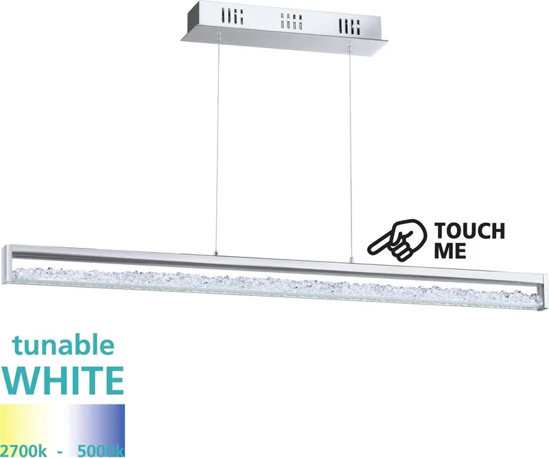 Cardito 1 Hanglamp - Lengte 1000mm. - Chroom - Kristal fra EGLO i Grå – produktbillede