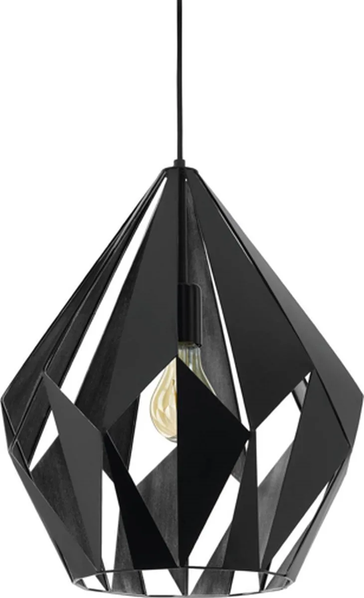 Carlton 1 Hanglamp - E27 - 38,5 cm - Zwart/Zilver de EGLO en Noir – photo produit