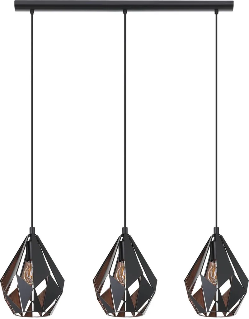 Carlton 1 Hanglamp - E27 - 80,5 cm - Zwart/Koper de EGLO en Noir – photo produit