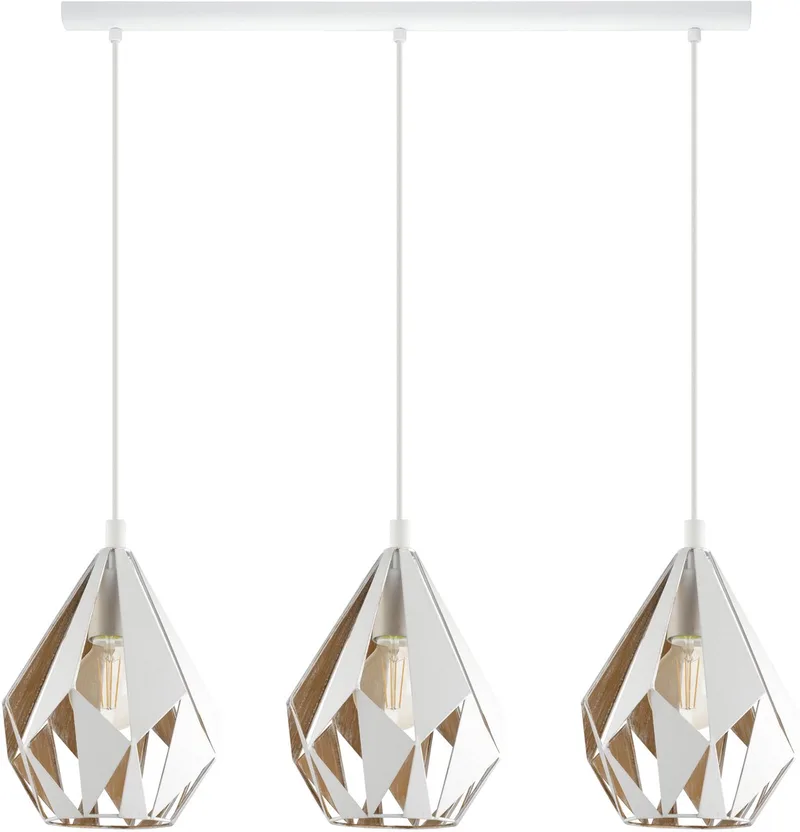 Carlton 1 Hanglamp - E27 - 80,5cm - Wit/Goud fra EGLO i Hvid – produktbillede