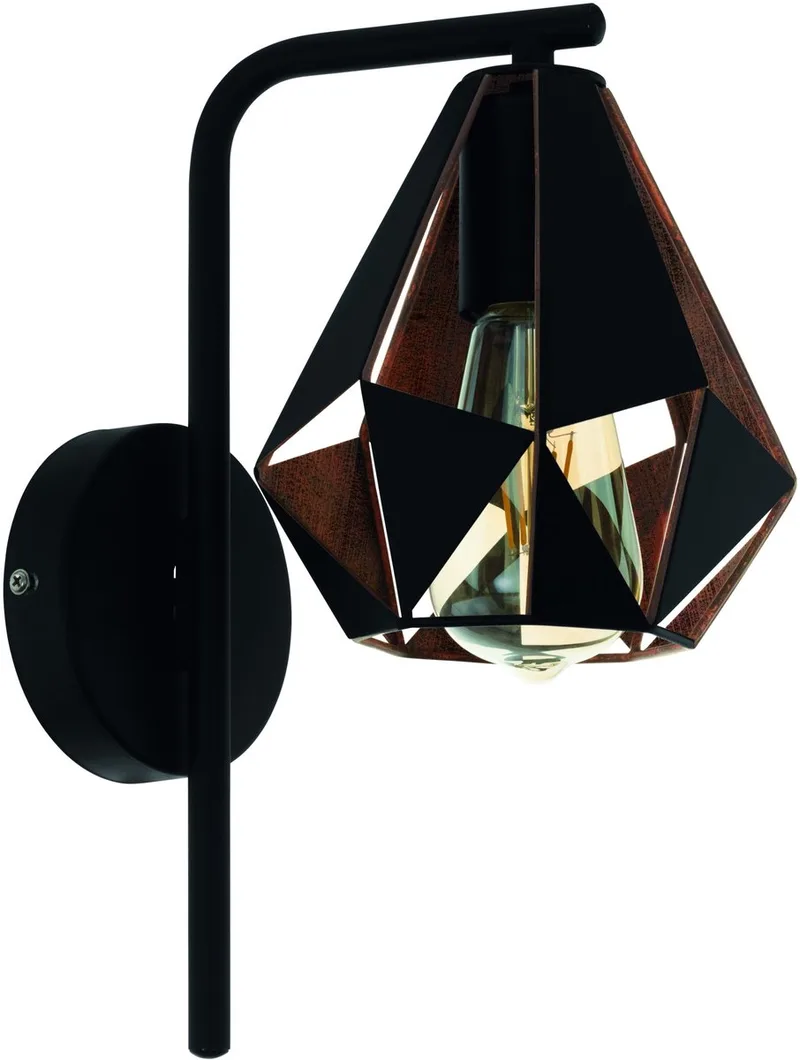 Carlton 4 Wandlamp - E27 - 31,5 cm - Zwart/Koper från EGLO i Svart – produktbild