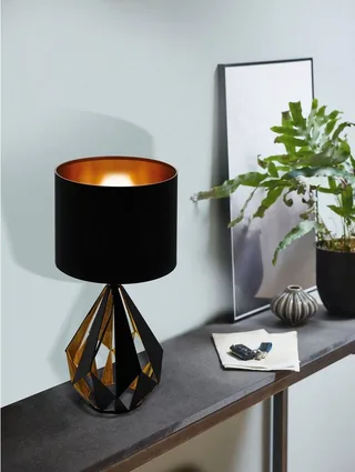 Carlton 5 Tafellamp - E27 - 51 cm - Zwart/Koper de EGLO en Noir, Cuivre – photo produit 2 sur 4