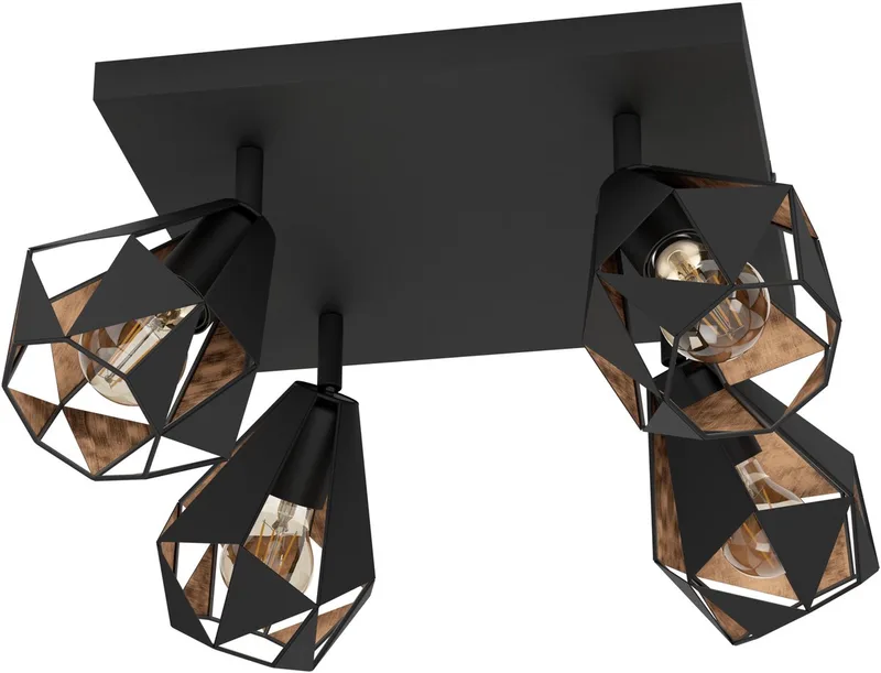 Carlton 7 Spot - E27 - 37 cm - Zwart | Koper - Staal de EGLO en Noir – photo produit