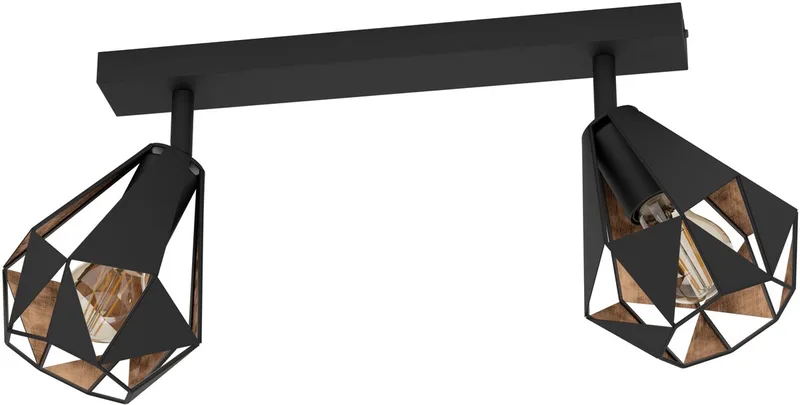 Carlton 7 Spot - E27 - 42 cm - Zwart | Koper - Staal de EGLO en Noir, Cuivre – photo produit