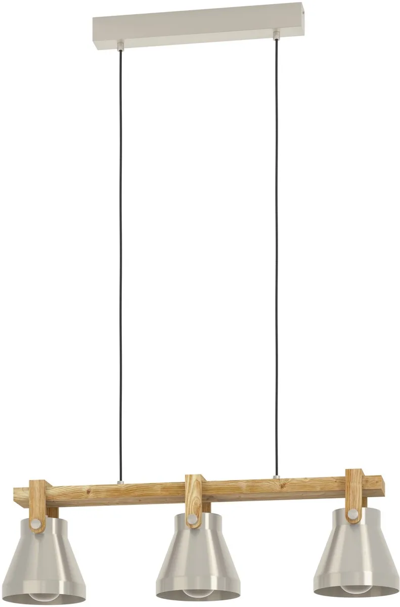 Cawton Hanglamp - E27 - 76 cm - Grijs | Bruin - Staal | Hout från EGLO i Brun – produktbild