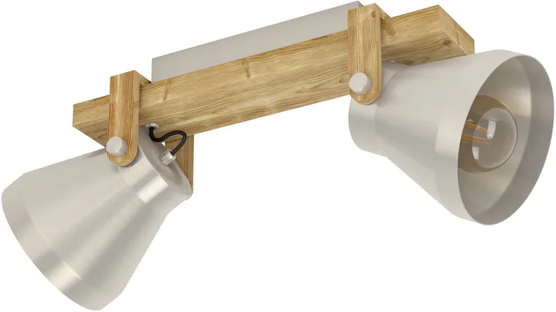 Cawton Spot - E27 - 58,5 cm - Grijs | Bruin - Staal | Hout von EGLO in Braun – Produktfoto