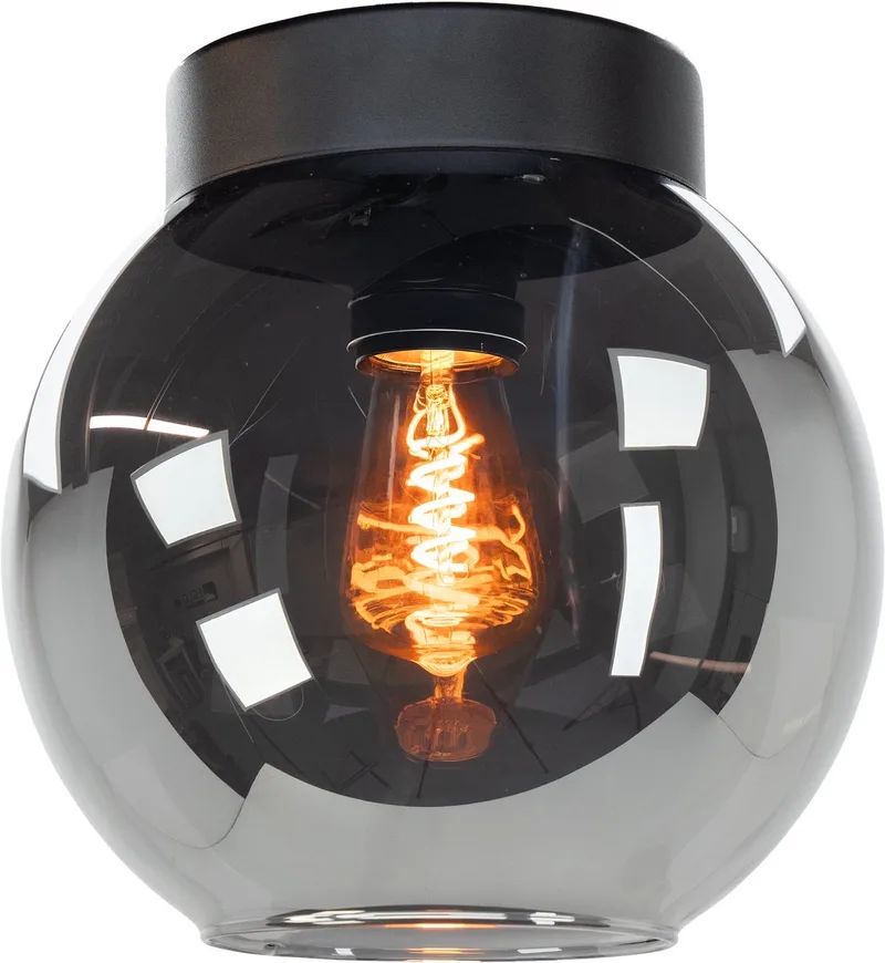 Centara Plafondlamp - E27 - Ø 20 cm - Zwart/Smoke Glas van EGLO in Zwart – productfoto