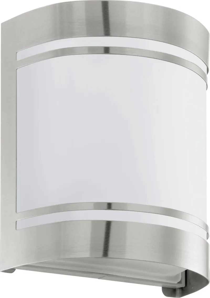 Cerno Wandlamp Buiten - E27 - 16,5 cm - Roestvast Staal/Wit de EGLO en Blanc – photo produit