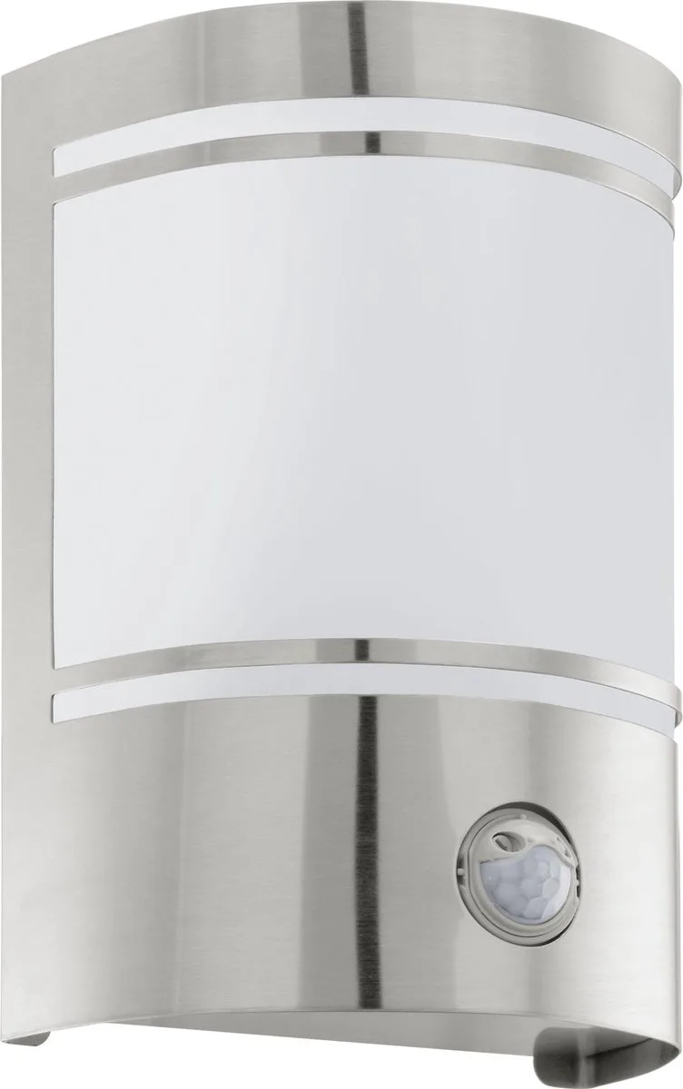 Cerno Wandlamp Buiten - E27 - 19 cm - Sensor - Roestvast Staal/Wit by EGLO in White – product photo