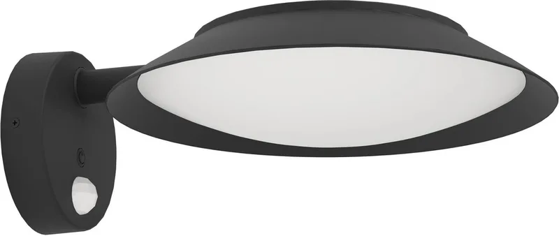 Cerrisi Solar Wandlamp Buiten - 25 cm - Zwart/Wit - Bewegingssensor fra EGLO i Sort – produktbillede