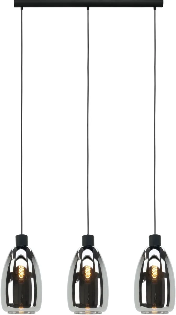 Chelvey Hanglamp - E27 - 89,5 cm - Glas, metaal de EGLO en Noir – photo produit