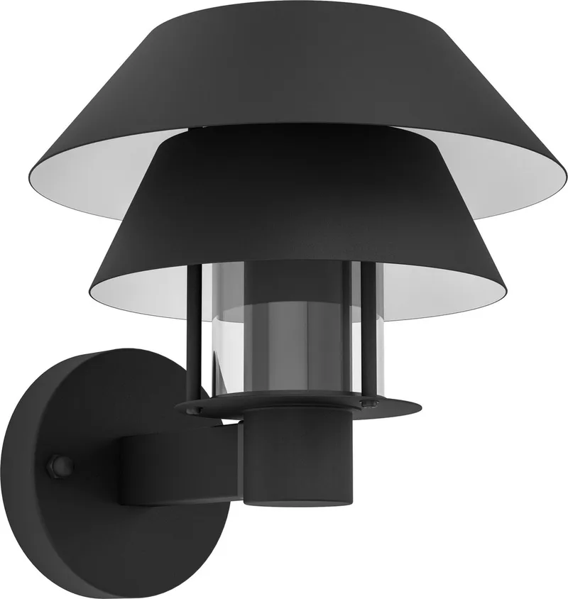 Chiappera Wandlamp Buiten - E27 - 22,5 cm - Zwart/Wit van EGLO in Zwart – productfoto