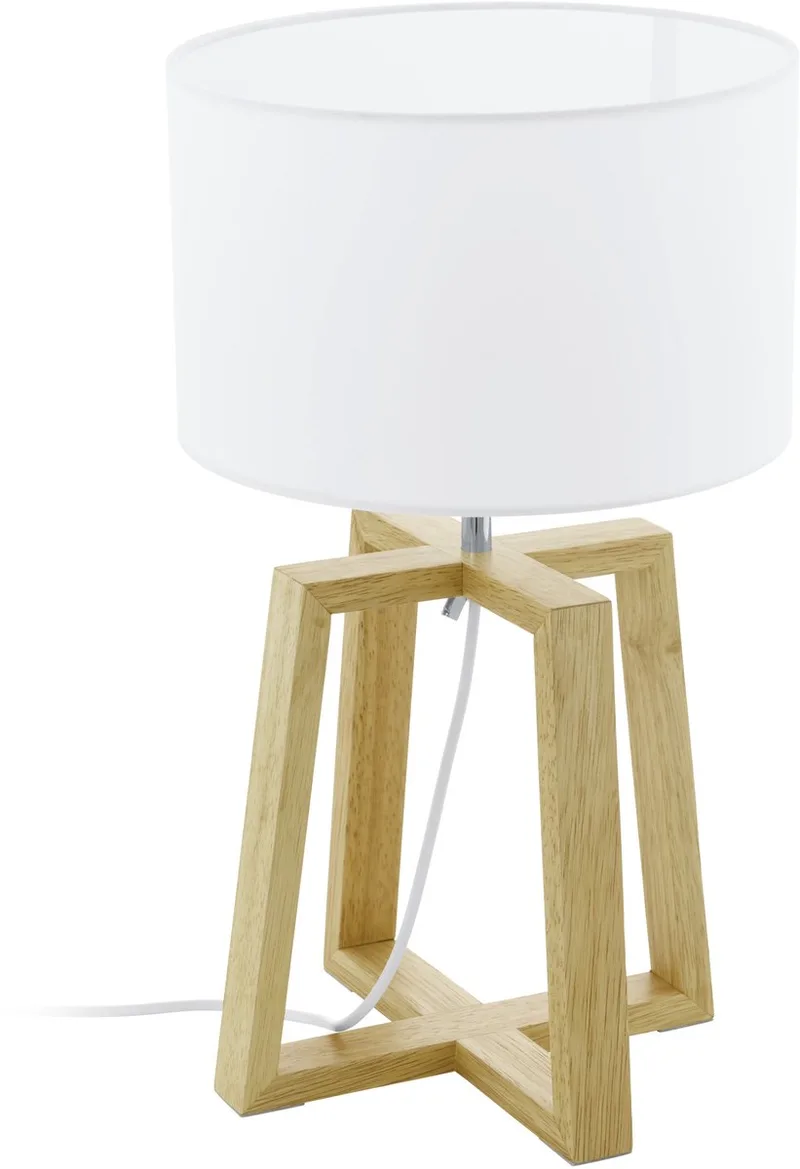 Chietino 1 Tafellamp - E27 - 44 cm - Natuur | Grijs | Wit de EGLO en Chrome, Natuurlijk – photo produit