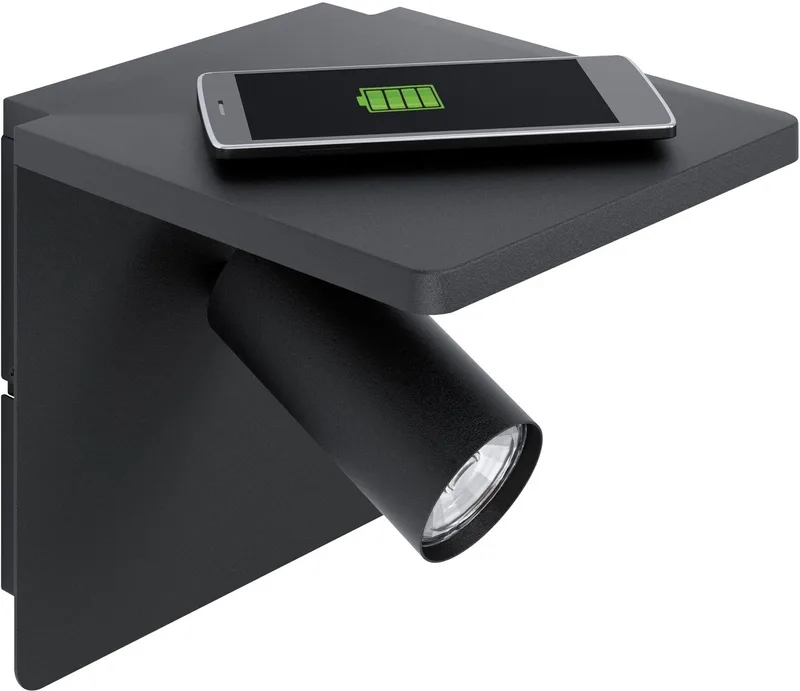 Ciglie Wandlamp - Draadloos Telefoon opladen - GU10 de EGLO en Noir – photo produit