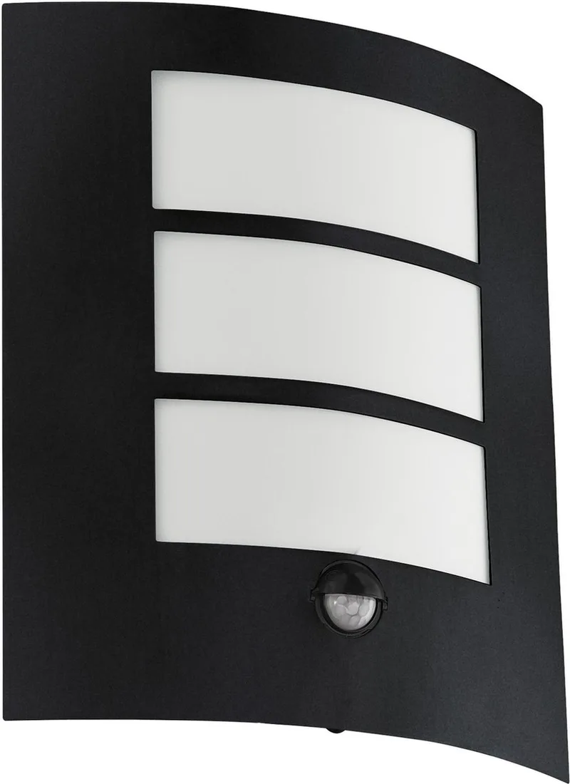 City Wandlamp Buiten - Bewegingssensor - E27 - 26 cm - Zwart/Wit fra EGLO i Sort – produktbillede