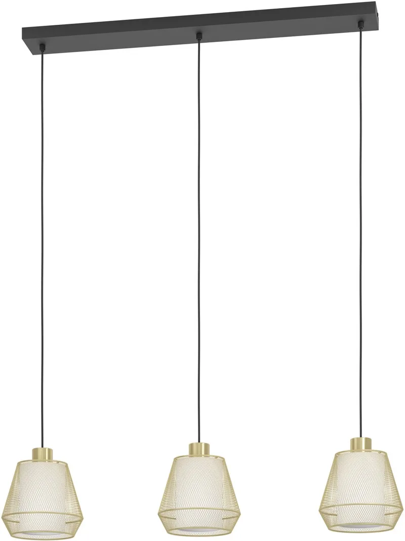 Ciudadela Hanglamp - E27 - 88 cm - Zwart | Goud | Wit - Staal | Textiel fra EGLO i Sort – produktbillede