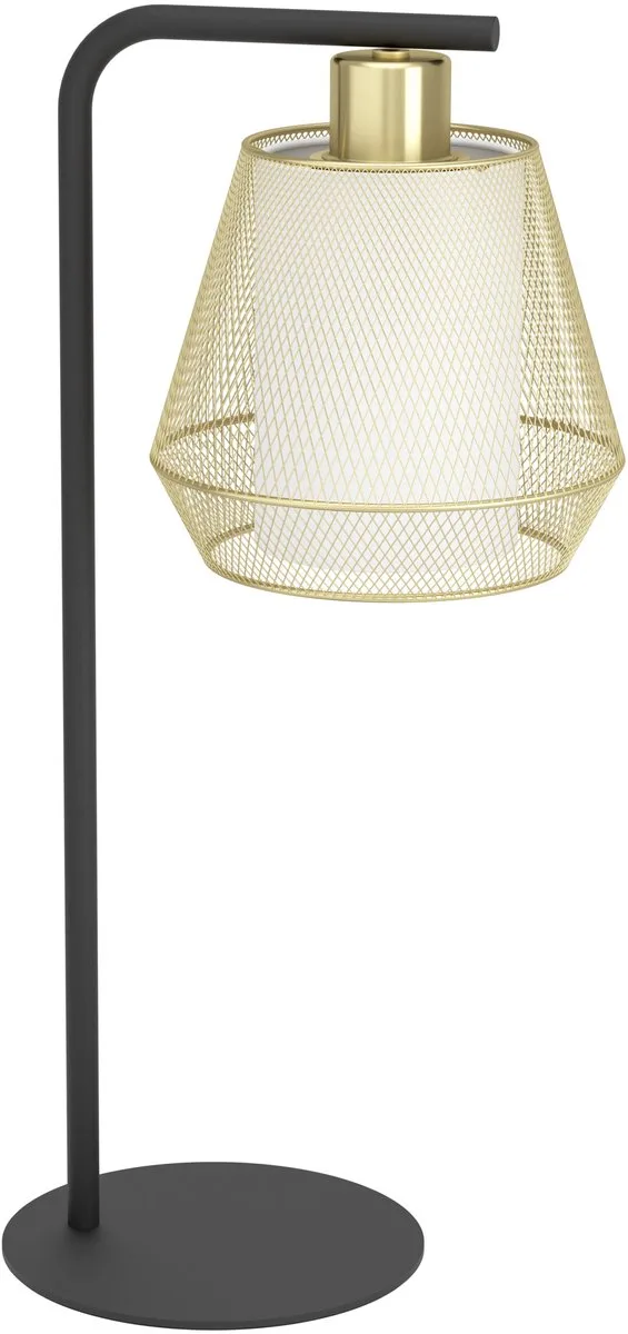 Ciudadela Tafellamp - E27 - 50 cm - Zwart | Goud | Wit - Staal | Textiel fra EGLO i Sort – produktbillede