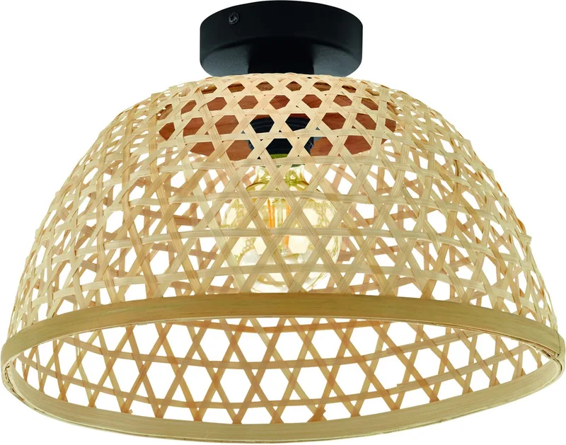 Claverdon Plafondlamp - E27 - Ø 37 cm - Zwart/Hout von EGLO in Schwarz – Produktfoto