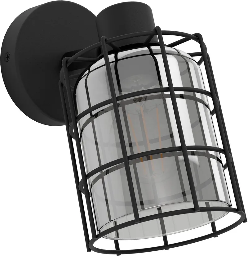 Consaca Opbouwspot - E27 - Staal | Glas van EGLO in Zwart – productfoto