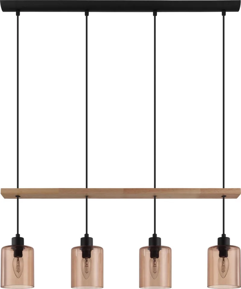 Coolmont - Hanglamp - E14 - 77,5 cm - Zwart/Hout från EGLO i Svart, Natur – produktbild