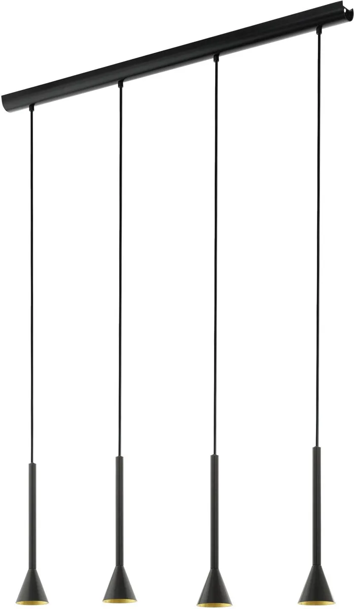 Cortaderas Hanglamp - GU10 - 113 cm - Zwart/Goud de EGLO en Noir – photo produit