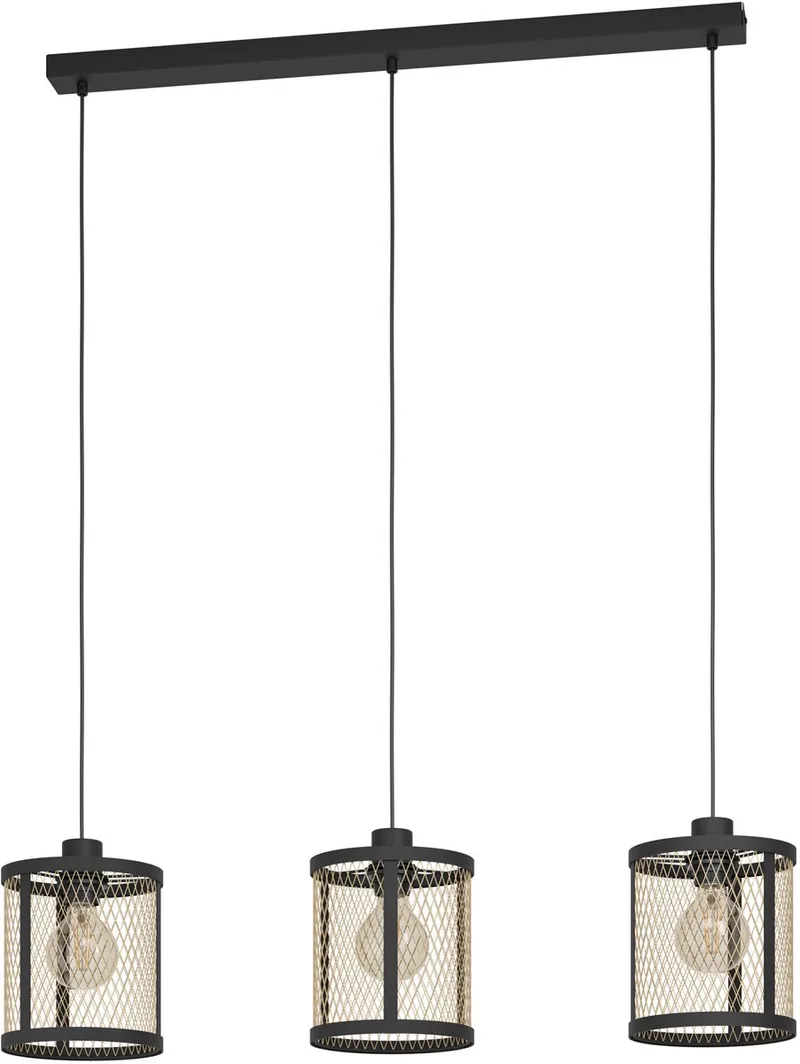 Dellow Hanglamp - E27 - 88 cm - Zwart/Geelkoper by EGLO in Black – product photo
