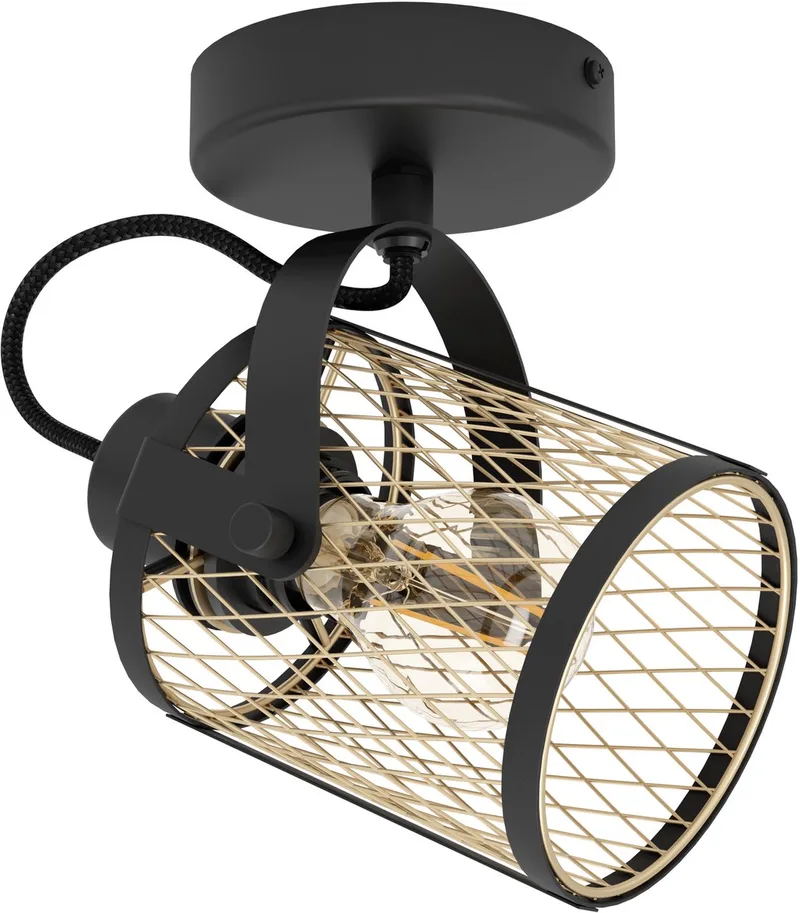 Dellow spot - E27 - 1 lichts - Zwart | Goud by EGLO in Black, Geelkoper – product photo