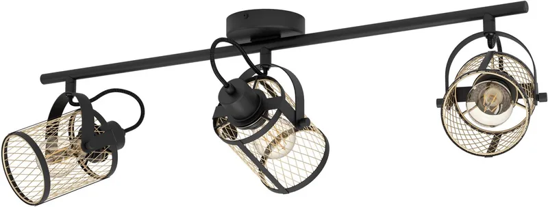 Dellow spot - E27 - 3 lichts - 83 cm - Zwart | Goud by EGLO in Black – product photo