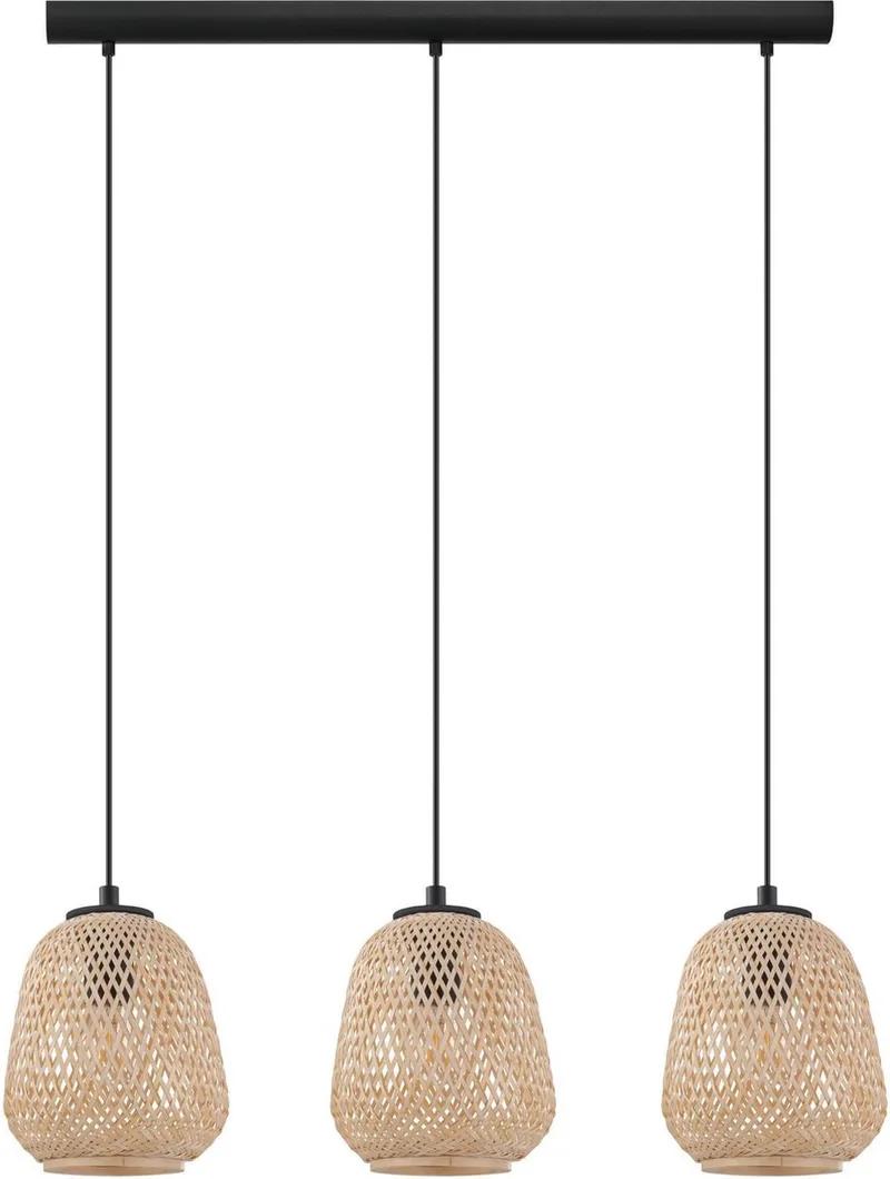 Dembleby - Hanglamp - E27 - 90 cm - Zwart de EGLO en Noir, Naturel – photo produit