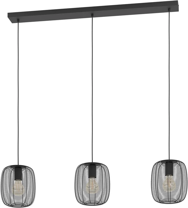 Derwen Hanglamp - E27 - 3 lichts - 106 cm - Staal van EGLO in Zwart – productfoto