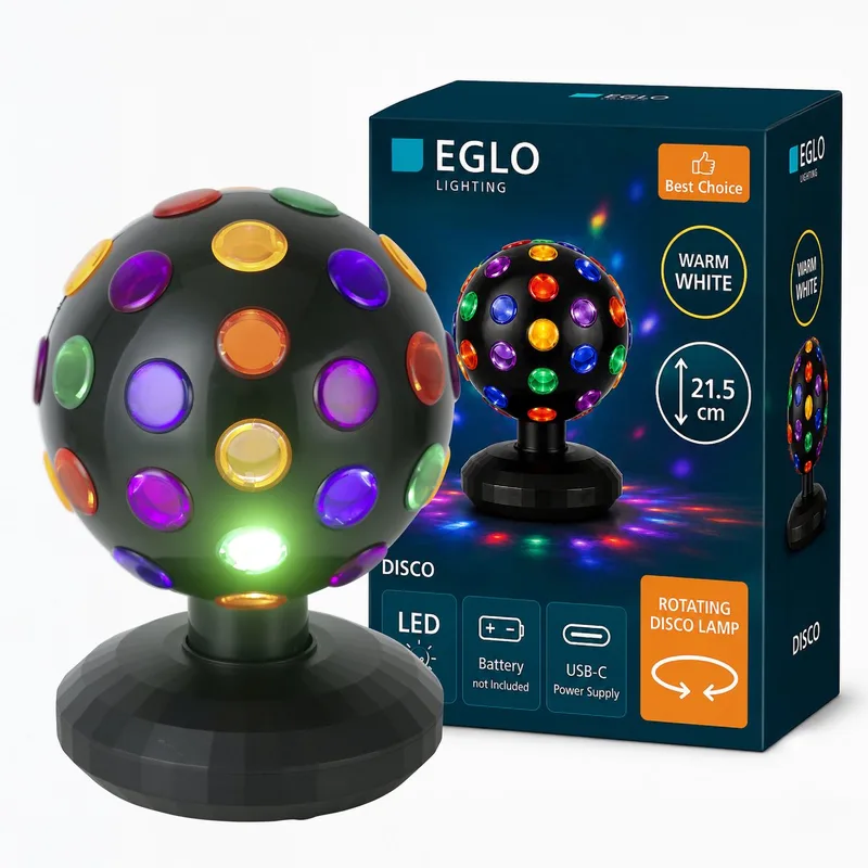 Disco Discobal / Tafellamp - LED - 21,5 cm - Zwart/Bont de EGLO en Noir – photo produit