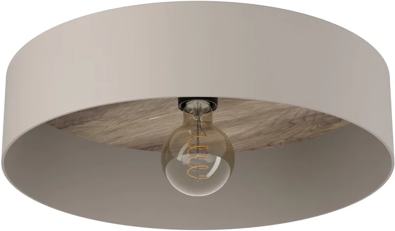 Duaia Plafondlamp - E27 - Ø 42 cm - Hout | Staal - wisselbaar plafondpaneel de EGLO en Taupe – photo produit