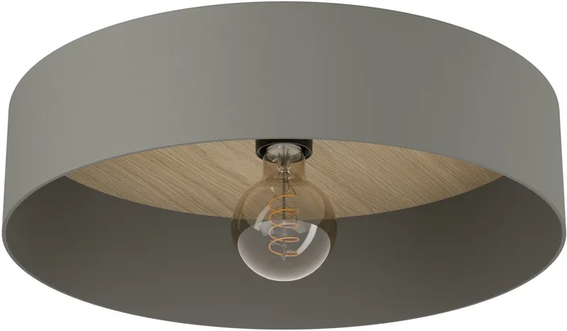 Duaia Plafondlamp - E27 - Ø 42 cm - Hout | Staal - wisselbaar plafondpaneel by EGLO in Grey – product photo