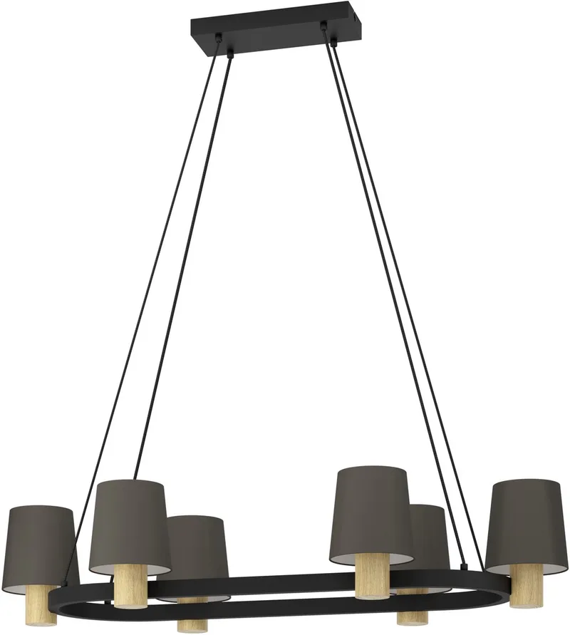 Edale Hanglamp - E27 - 108 cm - Zwart | Bruin | Cappuccino de EGLO en Noir – photo produit
