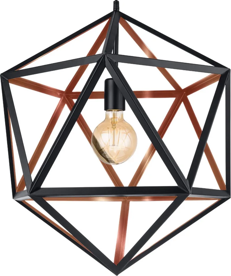 Embleton 1 - Hanglamp - E27 - Ø 46 cm - Zwart/Koper van EGLO in Zwart – productfoto