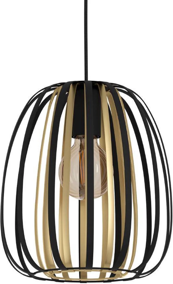 Encinitos Hanglamp - E27 - Ø 25,5cm - Staal - Zwart/Goud de EGLO en Noir – photo produit