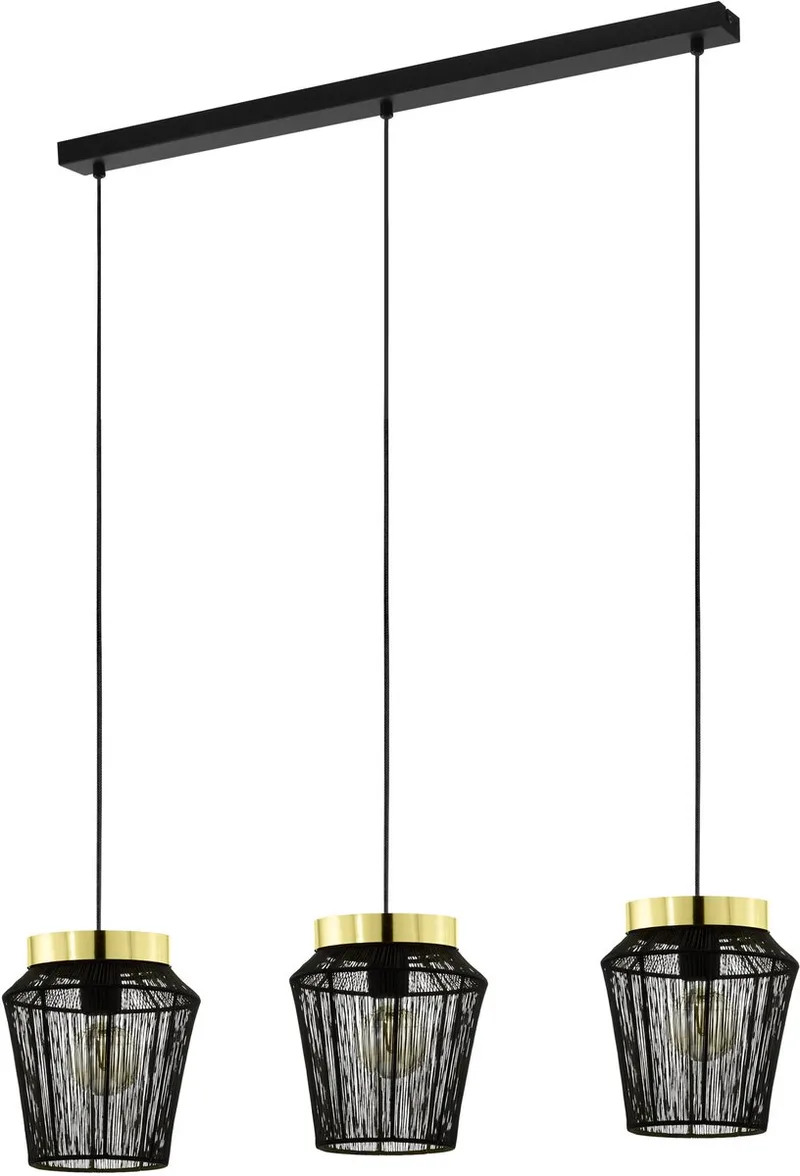 Escandidos Hanglamp - E27 - 92 cm - Zwart/Geelkoper/Goud de EGLO en Noir – photo produit
