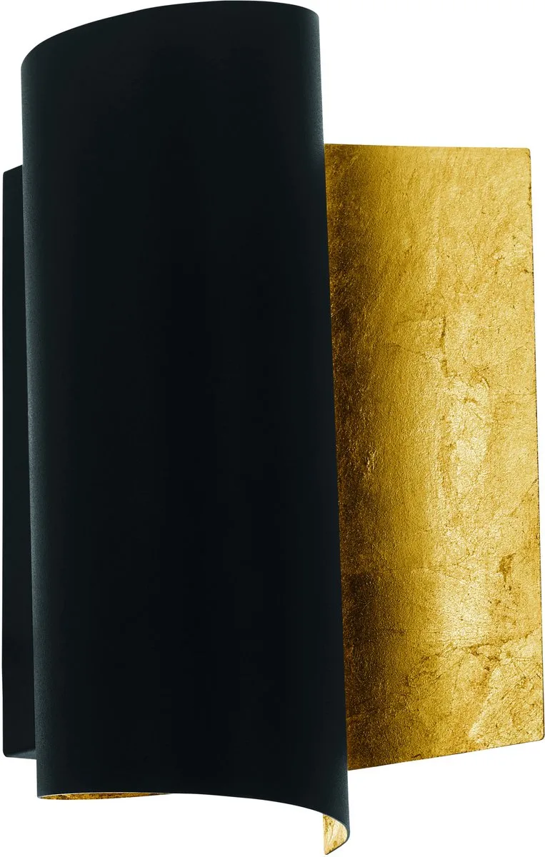 Falicetto Wandlamp - E27 - 25 cm - Zwart/Goudkleurig de EGLO en Noir – photo produit