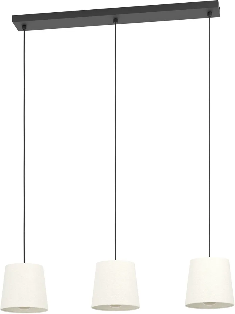 Febres Hanglamp - E27 - 88 cm - Zwart/Wit - Teddy stof de EGLO en Noir – photo produit