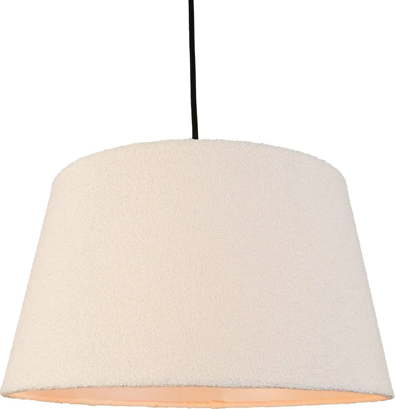 Febres Hanglamp - E27 - Ø 35 cm - Zwart/Wit - Teddy stof från EGLO i Svart – produktbild